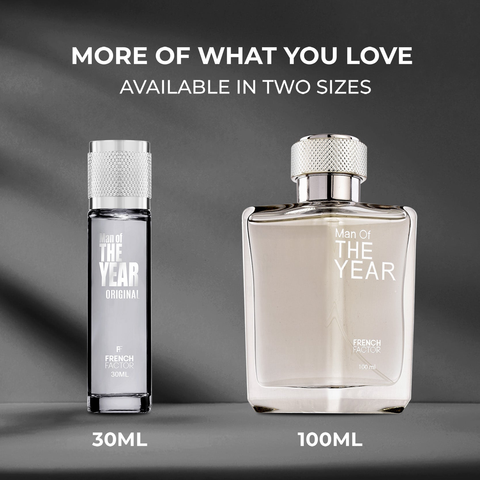Two perfume bottles labeled 'Man of the Year' by French Factorie on a gray background.
Perfume for men, Branded perfume for men, Best attar for men, Men’s gift ideas, Cologne for men, eau de parfum, EDP, perfume for women, Best perfume for women, Best perfume for ladies, Branded perfume for women, Branded ladies perfume, Vanilla perfume